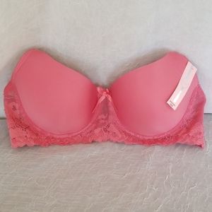 Et|tu Pink Lace Bra Size 38B Full Coverage